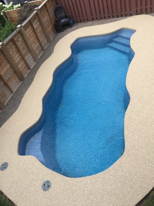 Finished installation of a fiberglass pool